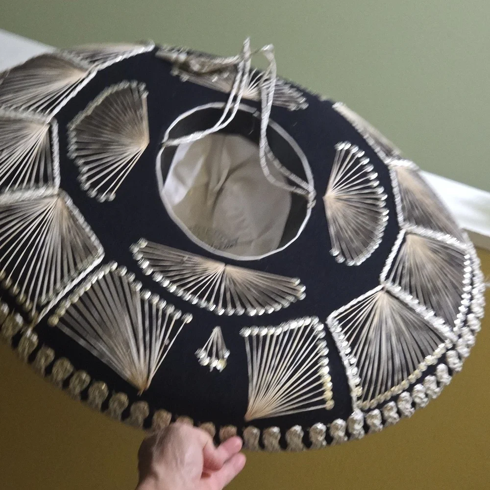 Vintage Mariachi Sombrero Black White Pigalle XXXXX Hat - Picture 5 of 10